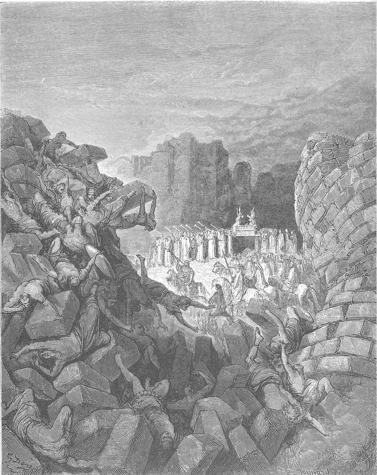 The Walls of Jericho Fall Down by Gustave Doré