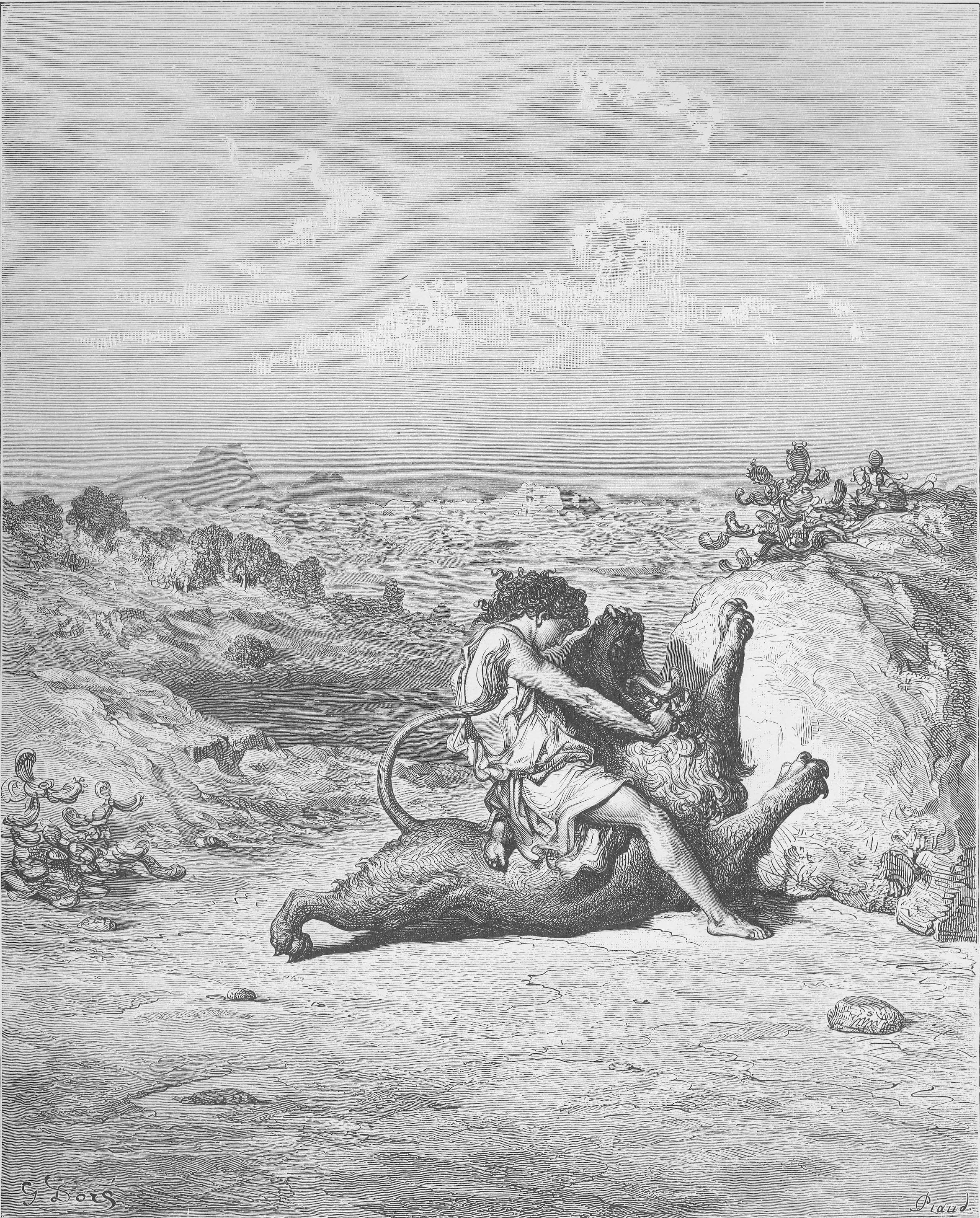 Samson Slaying a Lion by Gustave Doré