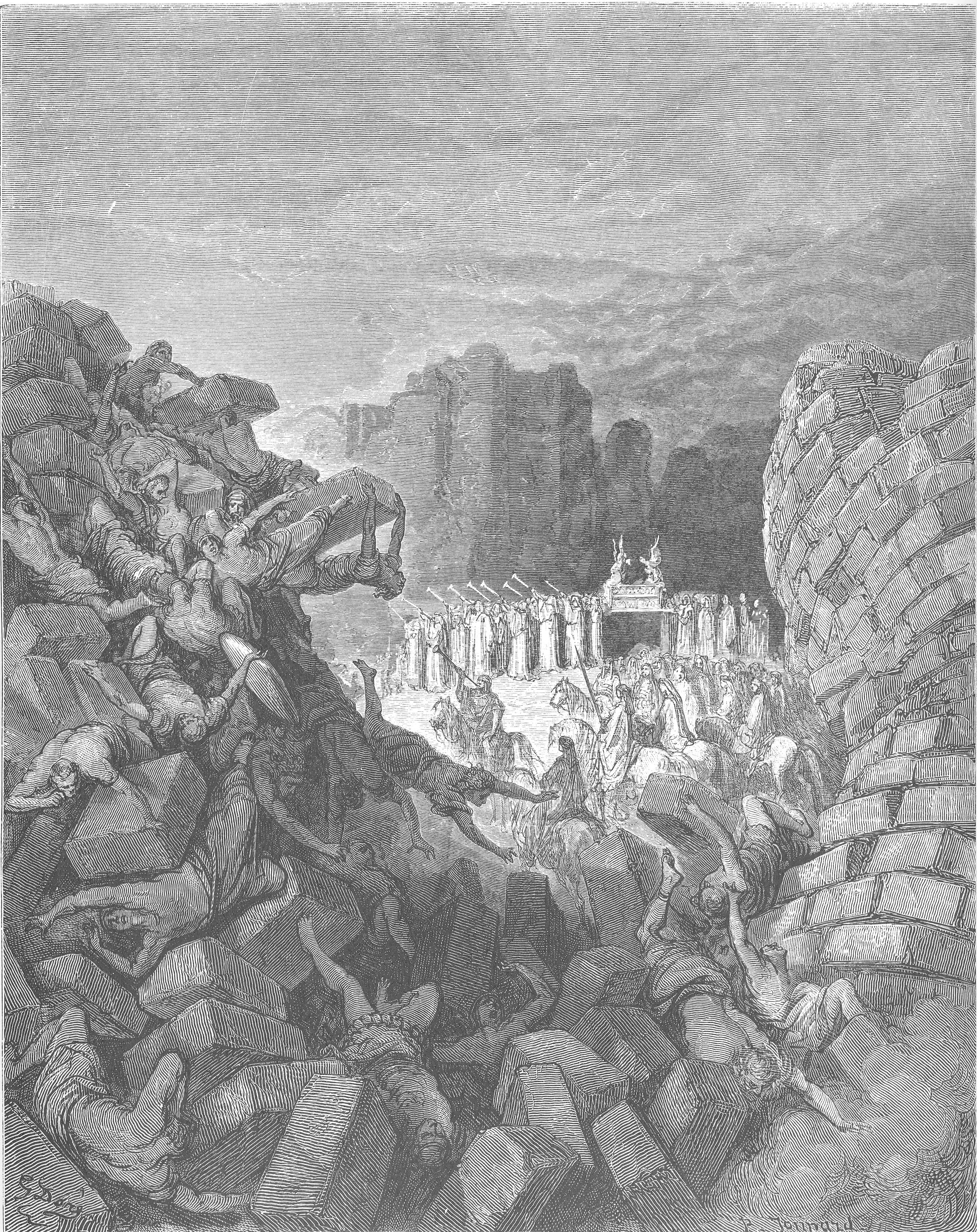 The Walls of Jericho Fall Down by Gustave Doré