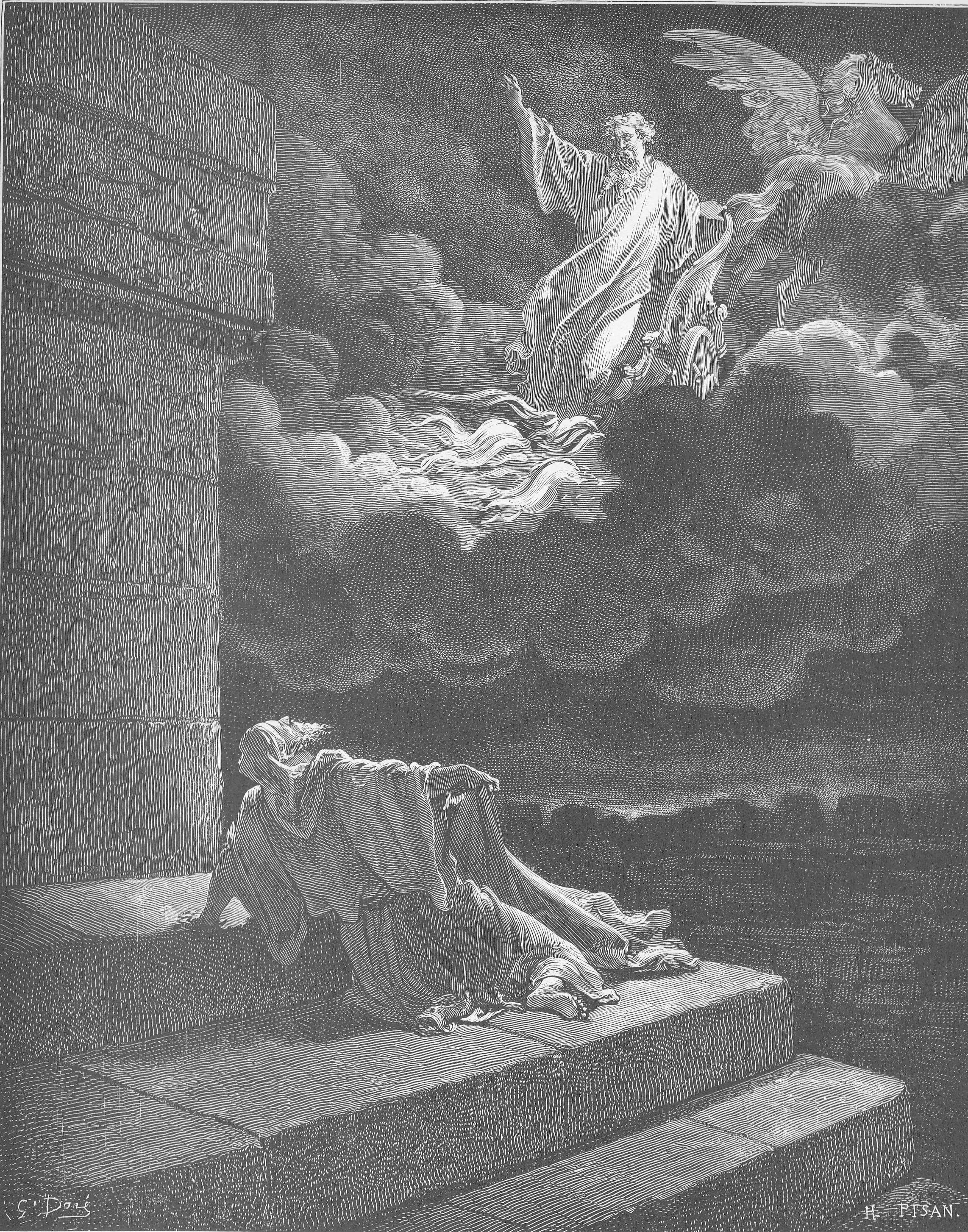 Elijah Taken Up in a Chariot of Fire by Gustave Doré