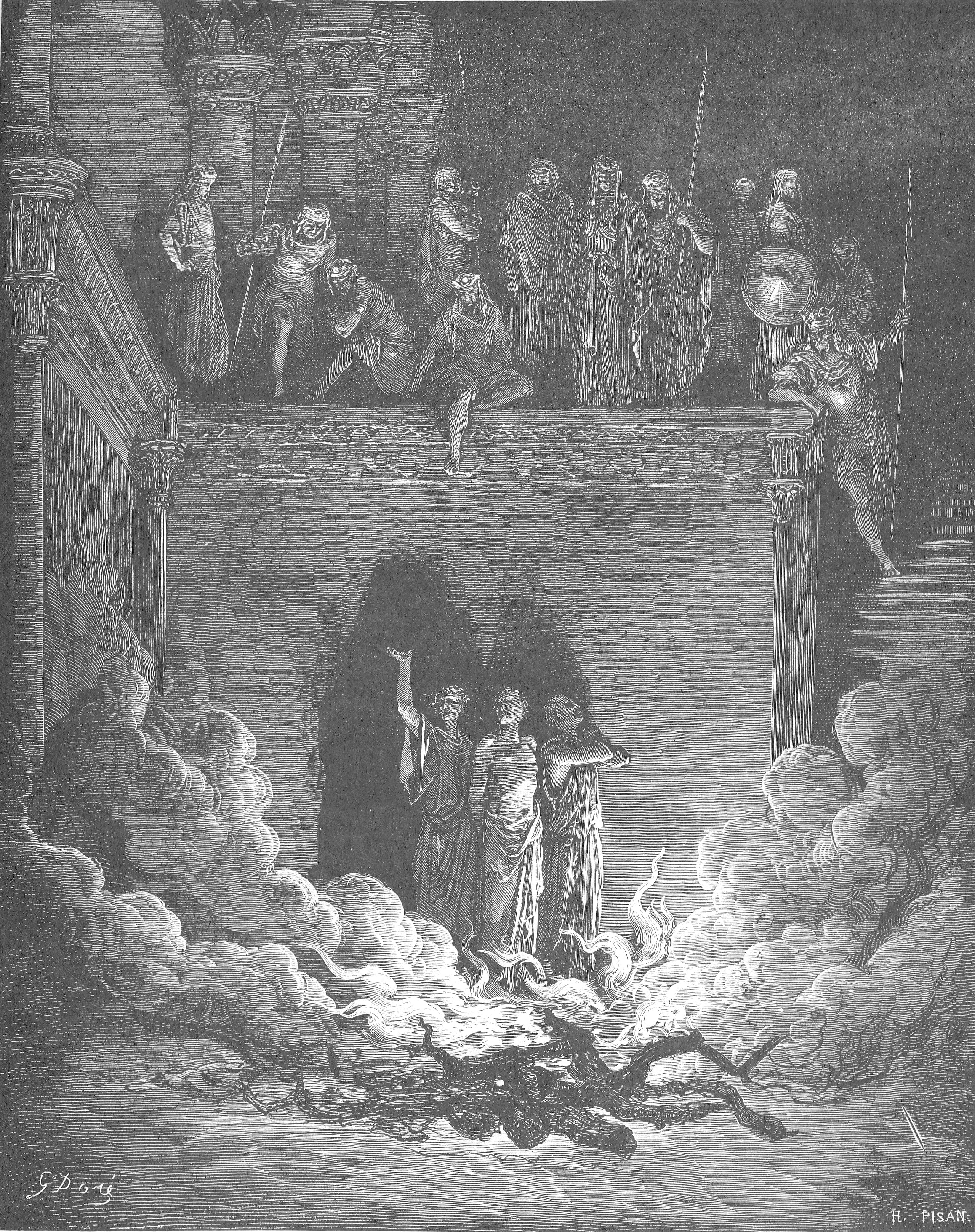 Shadrach, Meshach, and Abednego in the Fiery Furnace by Gustave Doré